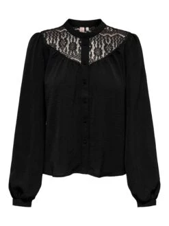 ONLY ONLMETTE LS MIX LACE BUTTON TOP WVN