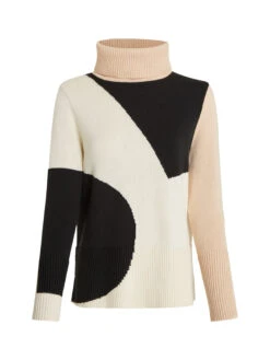 Colorblock Roll Neck Sweater
