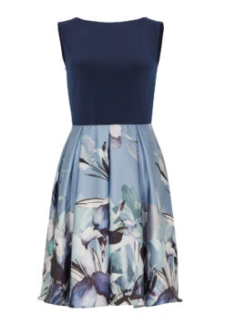 SWING Florales Cocktailkleid Aus Material-Mix