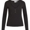 Vila VIBALU V-NECK L/S RIB TOP - NOOS