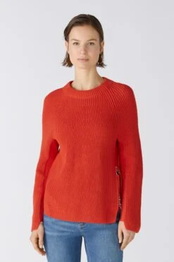 Oui RUBI Pullover Mit Reißverschluss, In Reiner Baumwolle -Damenbekleidungs Geschäft 815d37ec920e9fdfea82b55b9ecf656e83f28c7c 7200911053 3706 06