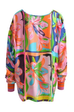 Oversized Blouse W V-neck And Rib Cuffs At Sleeves -Damenbekleidungs Geschäft f6f97aa9988d9d1f12be6440e83f9f1601dd450a 7200912787 1456 03